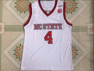 Maillot De Basket NCAA North Carolina State University JR Smith 4 Embroidered Blanc